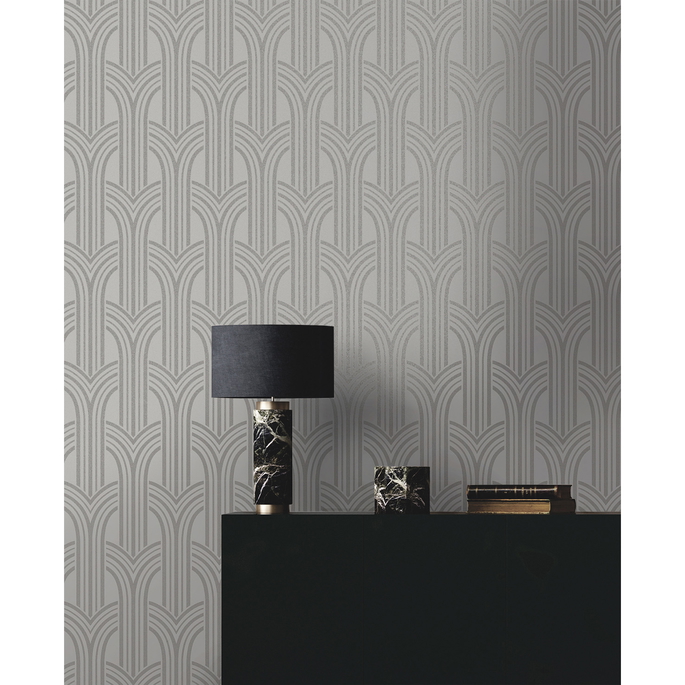 Seabrook Designs Déco Arches Nickel Wallpaper image 3 of 5