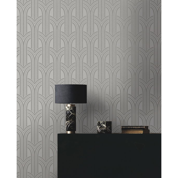 Seabrook Designs Déco Arches Nickel Wallpaper image 3 of 5