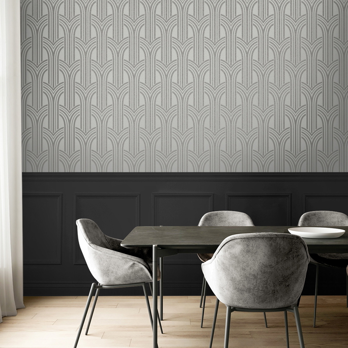 Seabrook Designs Déco Arches Nickel Wallpaper image 4 of 5