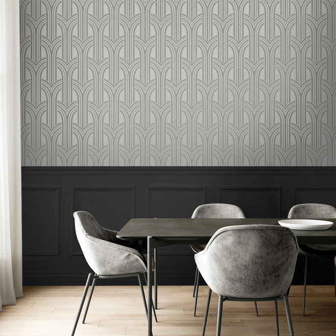 Seabrook Designs Déco Arches Nickel Wallpaper image 4 of 5