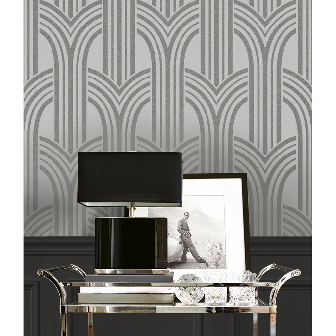 Seabrook Designs Déco Arches Nickel Wallpaper image 5 of 5