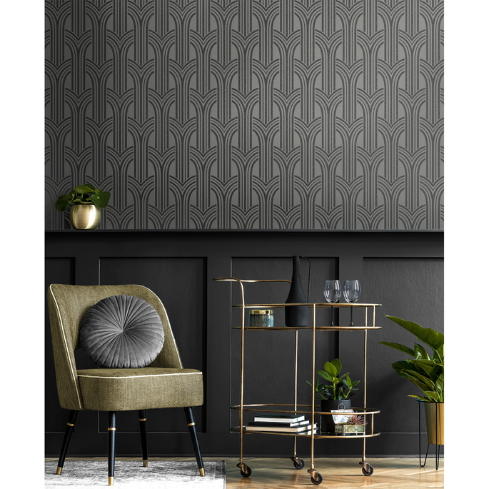 Seabrook Designs Déco Arches Pewter &amp; Galaxy Wallpaper image 2 of 5