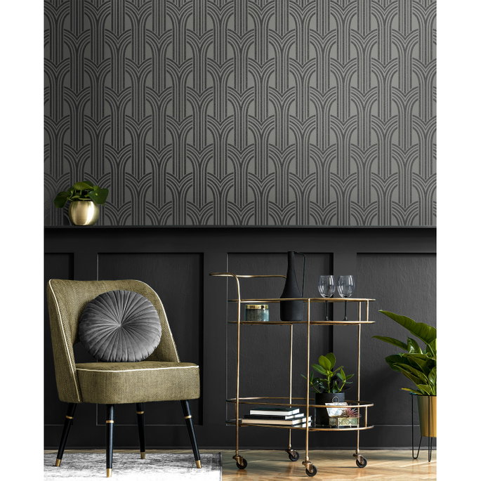 Seabrook Designs Déco Arches Pewter &amp; Galaxy Wallpaper image 2 of 5