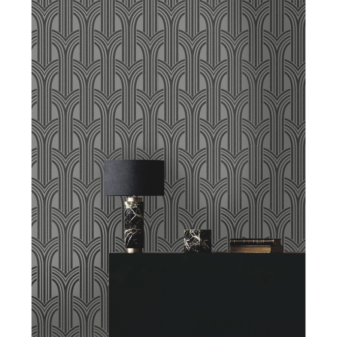 Seabrook Designs Déco Arches Pewter &amp; Galaxy Wallpaper image 3 of 5