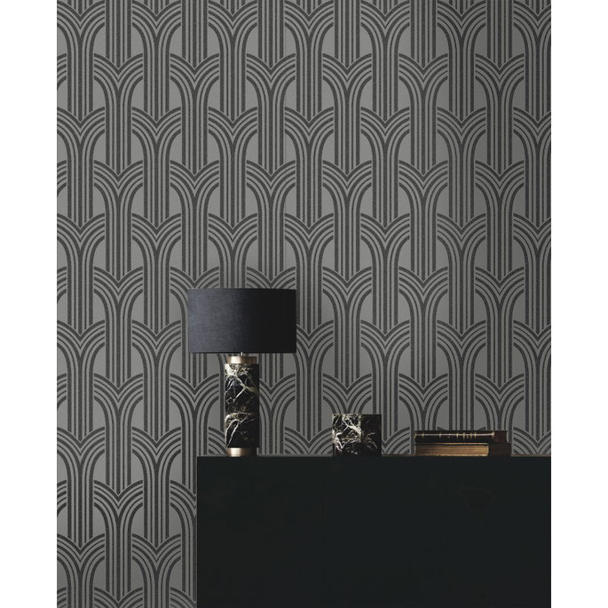 Seabrook Designs Déco Arches Pewter &amp; Galaxy Wallpaper image 3 of 5
