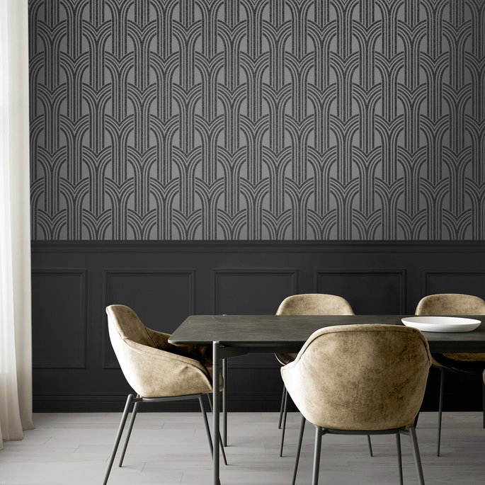 Seabrook Designs Déco Arches Pewter &amp; Galaxy Wallpaper image 4 of 5