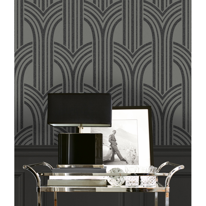 Seabrook Designs Déco Arches Pewter &amp; Galaxy Wallpaper image 5 of 5