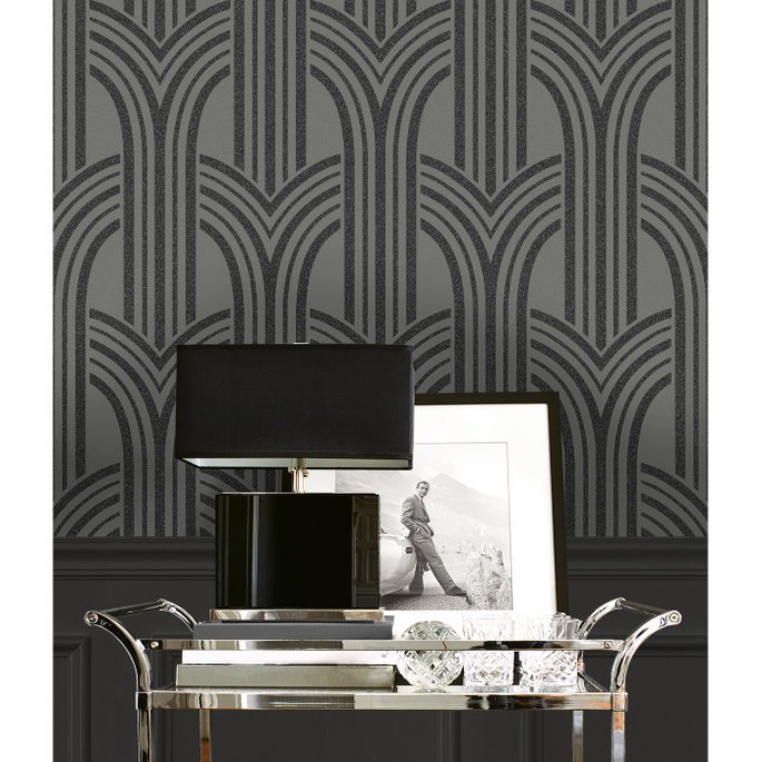 Seabrook Designs Déco Arches Pewter &amp; Galaxy Wallpaper image 5 of 5