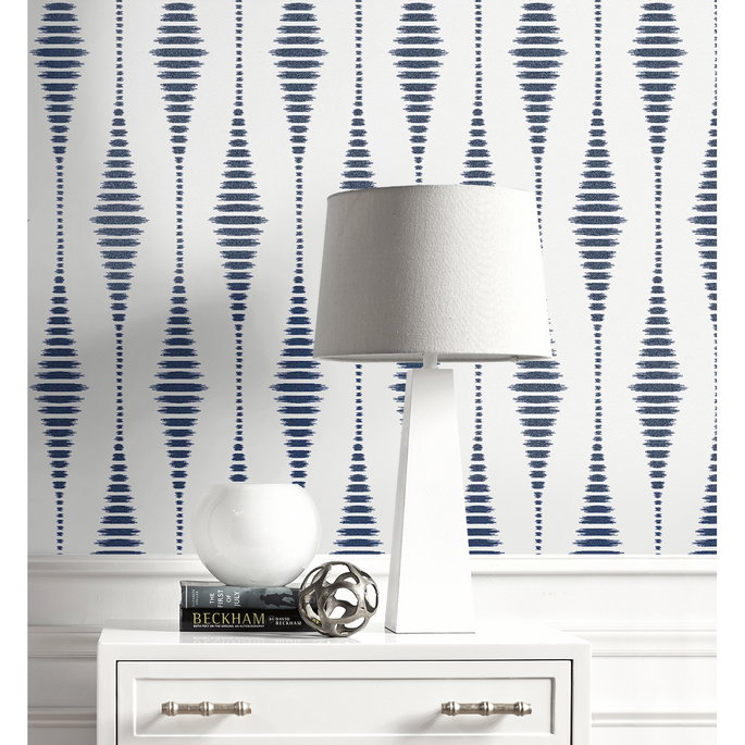 Seabrook Designs Diamond Stripe Celestial Blue &amp; Pearl Wallpaper image 4 of 5