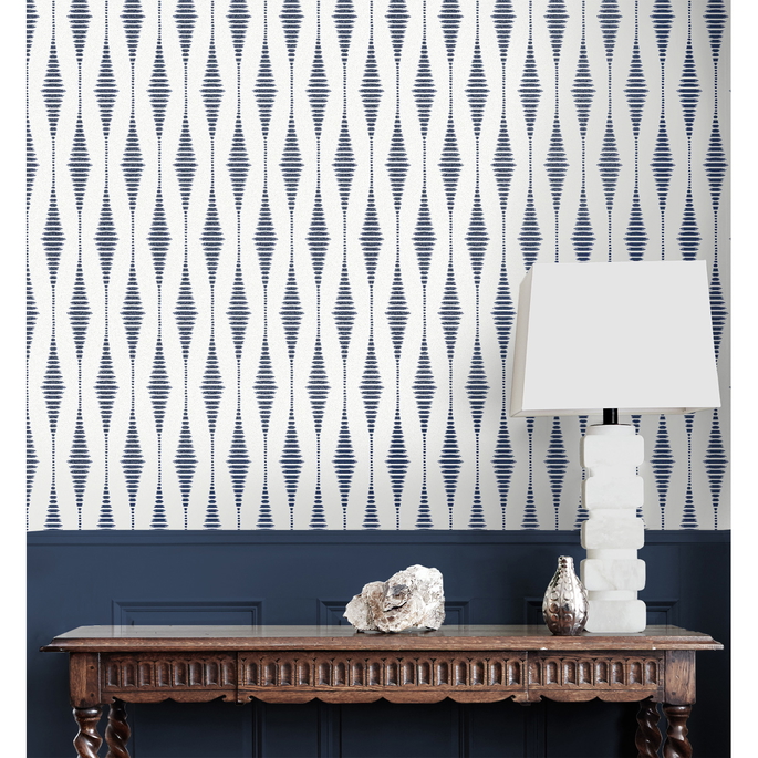 Seabrook Designs Diamond Stripe Celestial Blue &amp; Pearl Wallpaper image 5 of 5