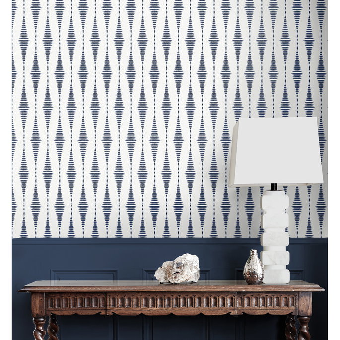 Seabrook Designs Diamond Stripe Celestial Blue &amp; Pearl Wallpaper image 5 of 5