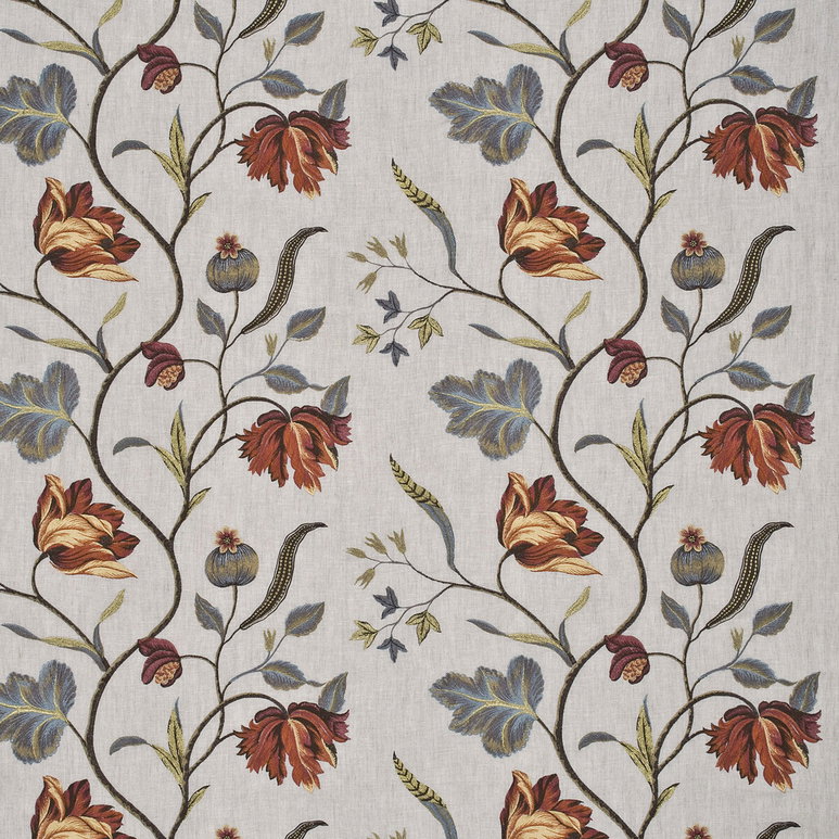 GP &amp; J Baker Tulip Tree Linen Pimento Fabric