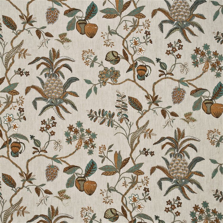 GP & J Baker Exotic Pineapple Linen Sage/Dove Fabric