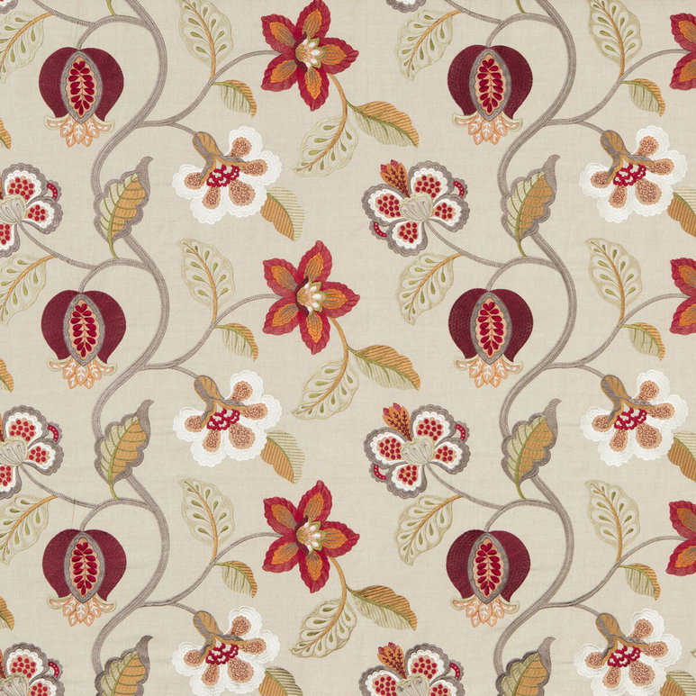 GP &amp; J Baker Elvaston Red/Ivory Fabric
