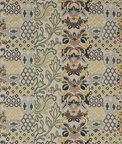 GP & J Baker Queen's Sampler Amber/Emerald Fabric