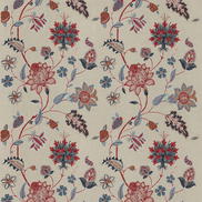 GP & J Baker Baker's Indienne Embroidery Indigo/Red Fabric