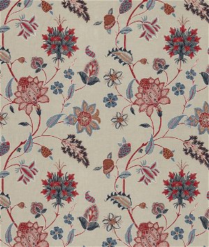 GP & J Baker Baker's Indienne Embroidery Indigo/Red Fabric