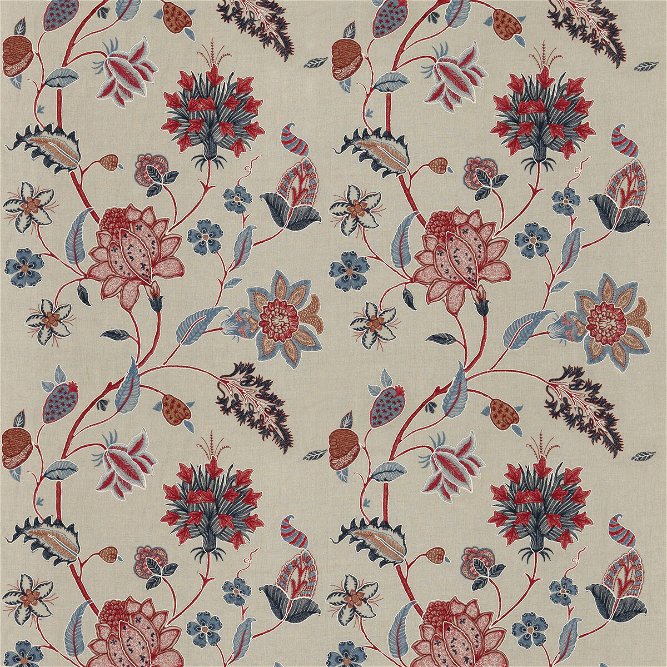 GP &amp; J Baker Baker&#39;s Indienne Embroidery Indigo/Red Fabric