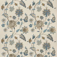 GP & J Baker Baker's Indienne Embroidery Soft Blue Fabric