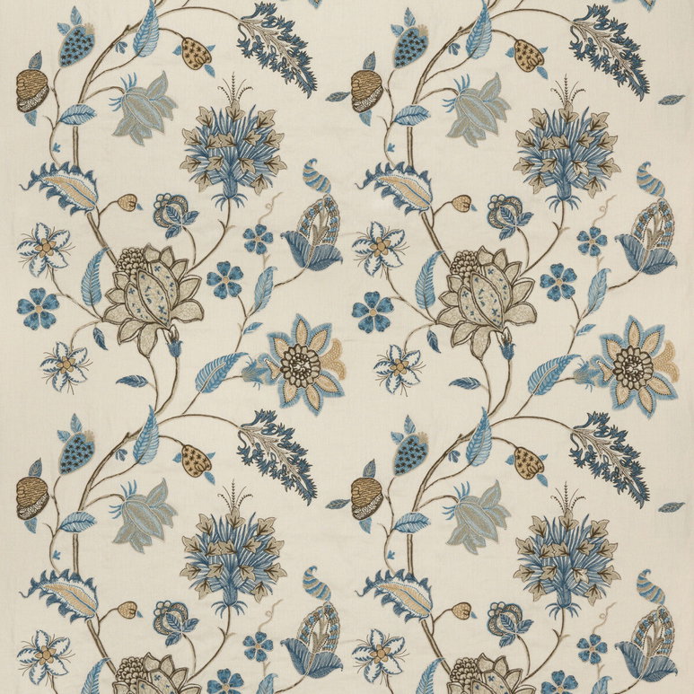 GP &amp; J Baker Baker's Indienne Embroidery Soft Blue Fabric