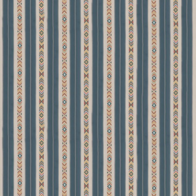 GP &amp; J Baker Ashlar Stripe Blue Fabric