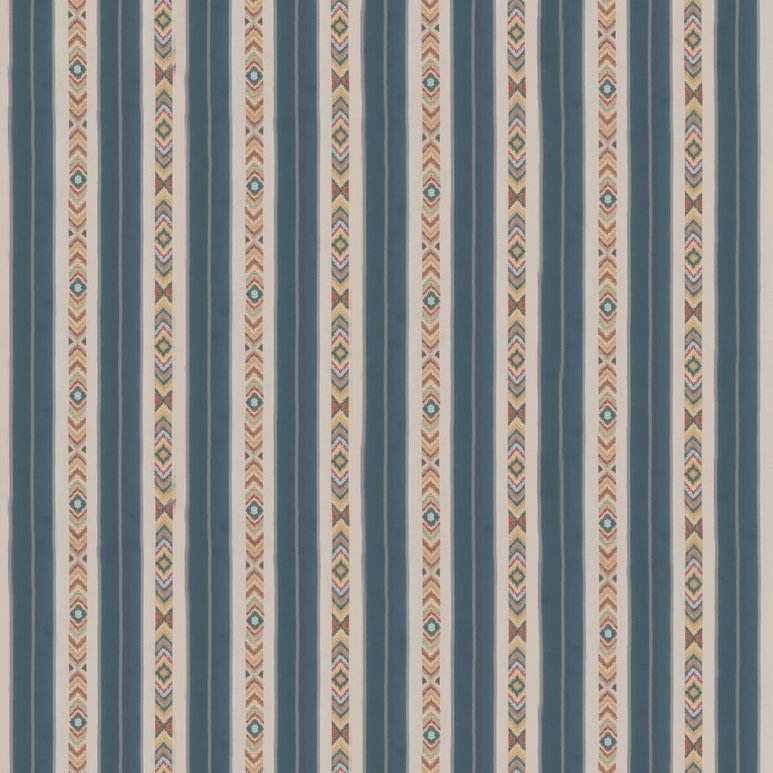 GP &amp; J Baker Ashlar Stripe Blue Fabric