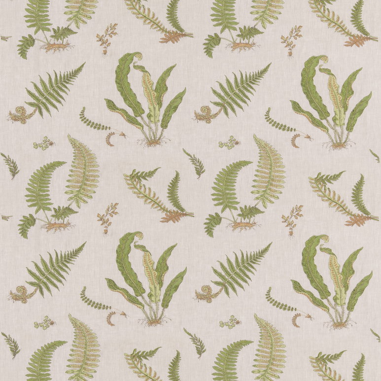 GP &amp; J Baker Ferns Embroidery Green/Natural Fabric