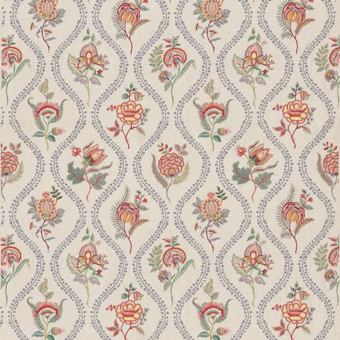 GP &amp; J Baker Burford Embroidery Blue/Red Fabric