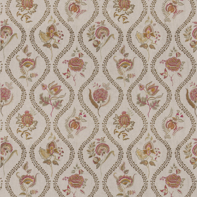 GP &amp; J Baker Burford Embroidery Red/Bronze Fabric
