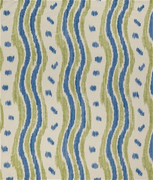 Lee Jofa Ikat Stripe Blue/Lime Fabric