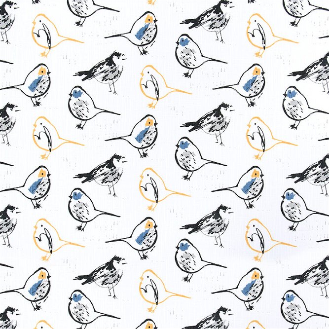Premier Prints Bird Toile Brazilian Yellow Slub Canvas Fabric
