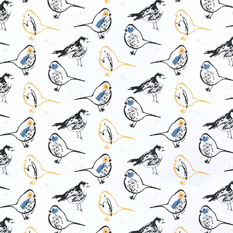 Premier Prints Bird Toile Brazilian Yellow Slub Canvas Fabric