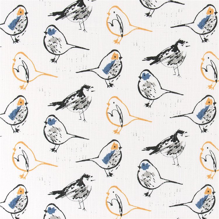 Premier Prints Bird Toile Brazilian Yellow Slub Linen Fabric