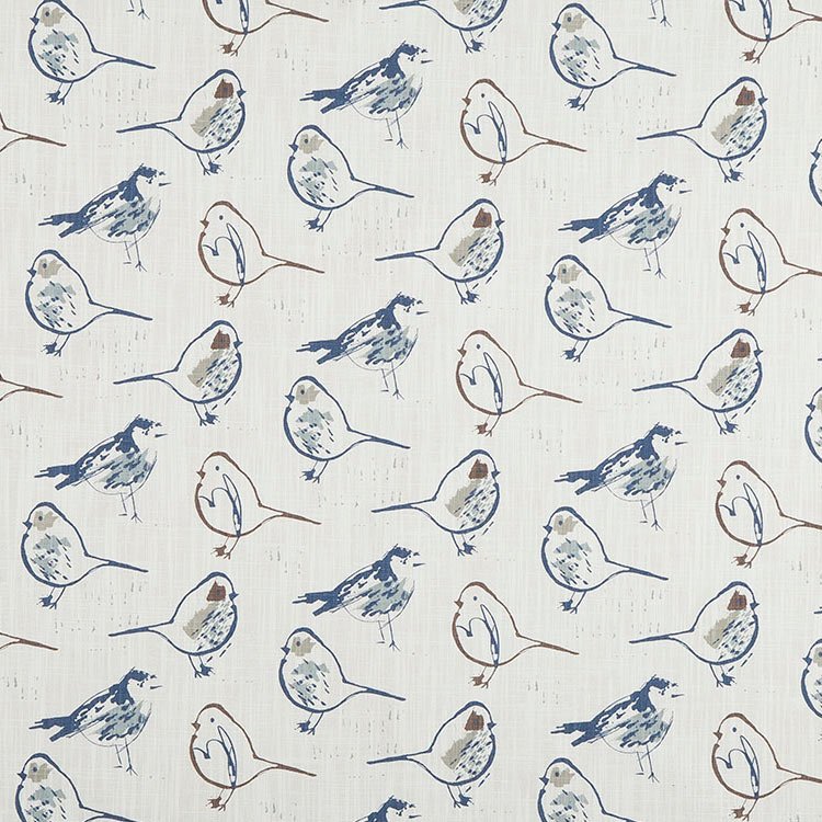 Premier Prints Bird Toile Regal Blue Slub Canvas Fabric