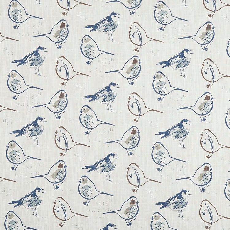 Premier Prints Bird Toile Regal Blue Slub Canvas Fabric