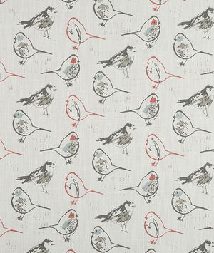 Premier Prints Bird Toile Scarlet Slub Canvas Fabric