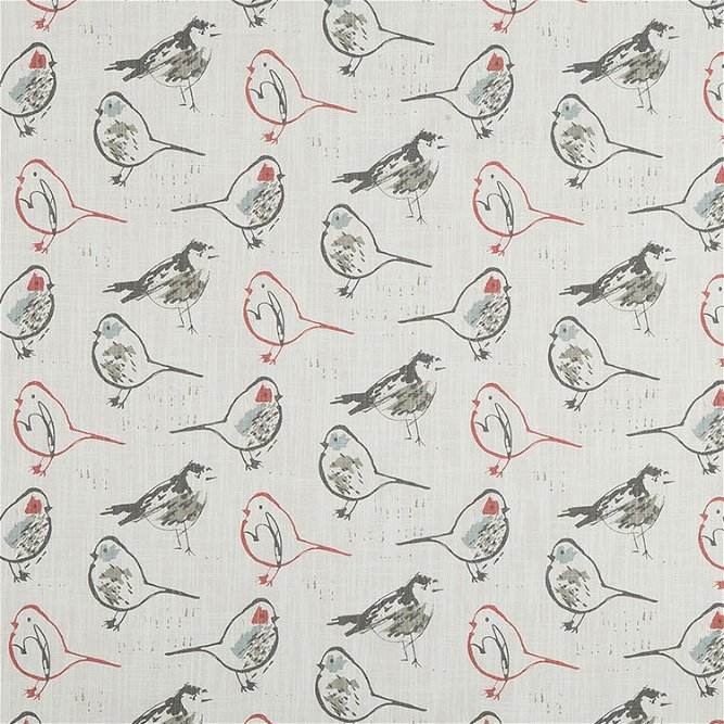 Premier Prints Bird Toile Scarlet Slub Canvas Fabric