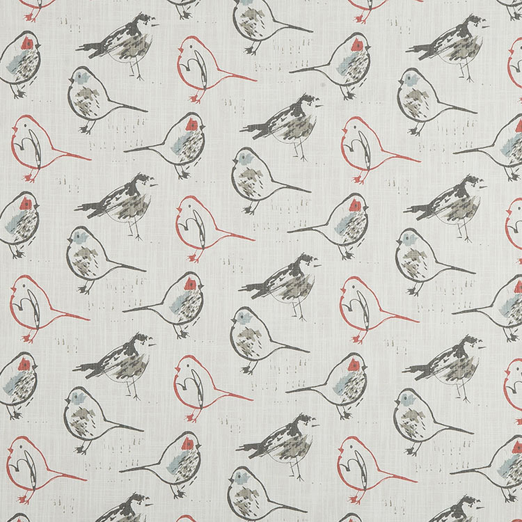 Premier Prints Bird Toile Scarlet Slub Canvas Fabric