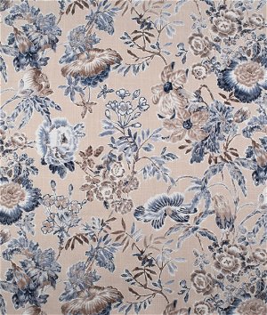 RK Classics Hadley Floral Blue/Taupe Fabric
