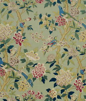 GP & J Baker Hydrangea Bird Aqua/Rose Fabric