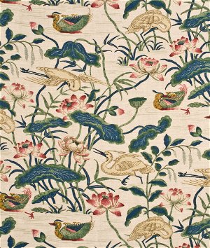 GP & J Baker Heron & Lotus Flower Indigo/Pink Fabric