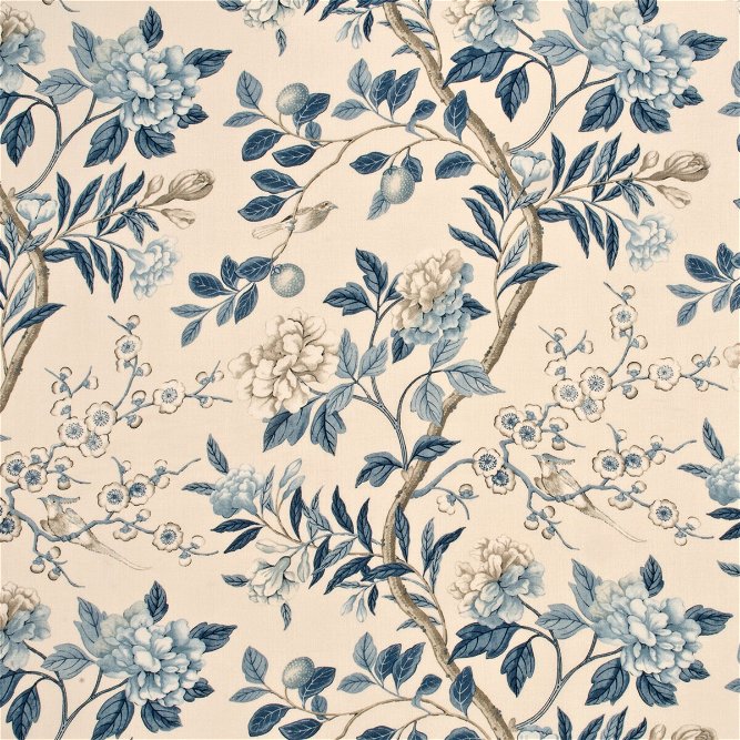 GP &amp; J Baker Emperor&#39;s Garden Blue/Cream Fabric