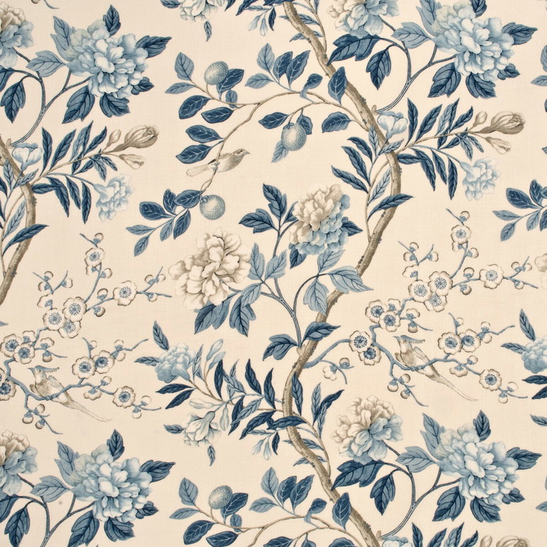 GP &amp; J Baker Emperor's Garden Blue/Cream Fabric