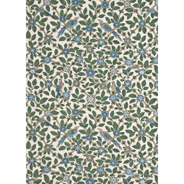 GP &amp; J Baker Bamboo Bird Aqua/Teal Fabric