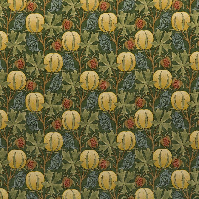 GP &amp; J Baker Pumpkins Velvet Green/Terracotta Fabric