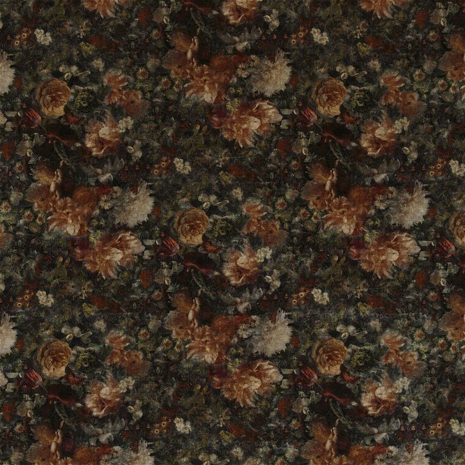 GP &amp; J Baker Royal Garden Velvet Amber/Jade Fabric