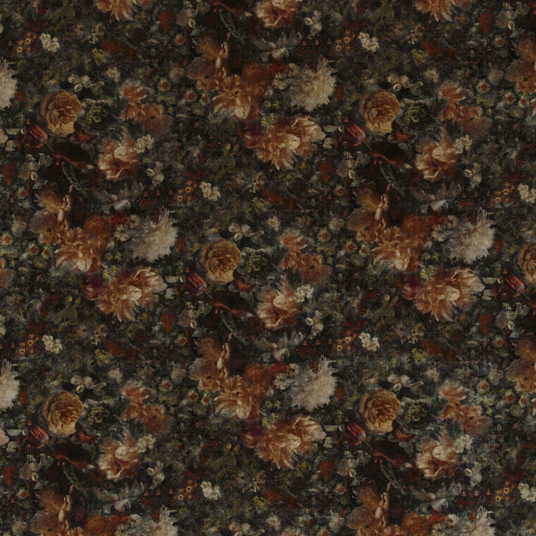 GP &amp; J Baker Royal Garden Velvet Amber/Jade Fabric