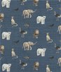 GP & J Baker Royal Beasts Linen Sapphire Fabric