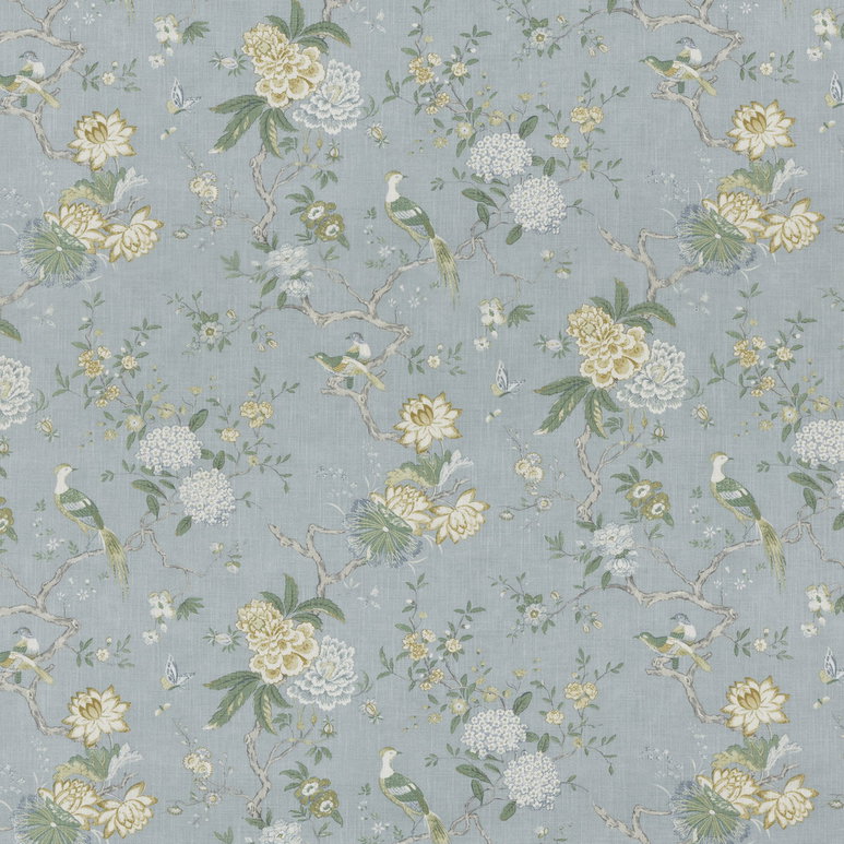 GP &amp; J Baker Oriental Bird Signature Soft Blue Fabric