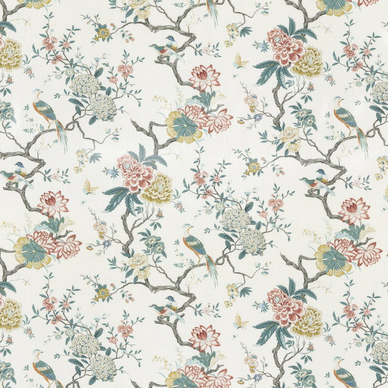 GP &amp; J Baker Oriental Bird Signature Teal Fabric